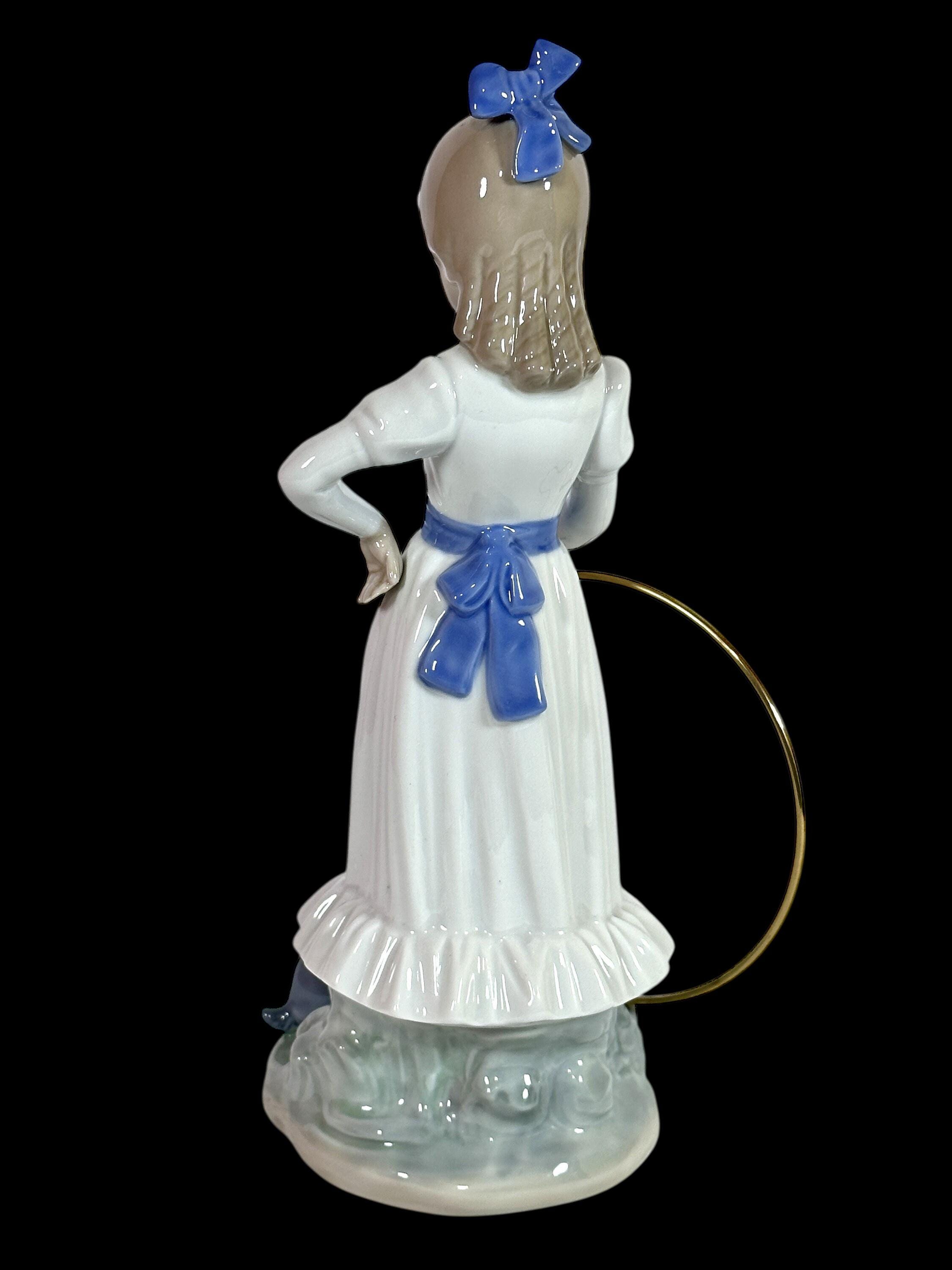 NAO by LLADRO Porcelain Figurine Girl With Hoop ' My Dog Does