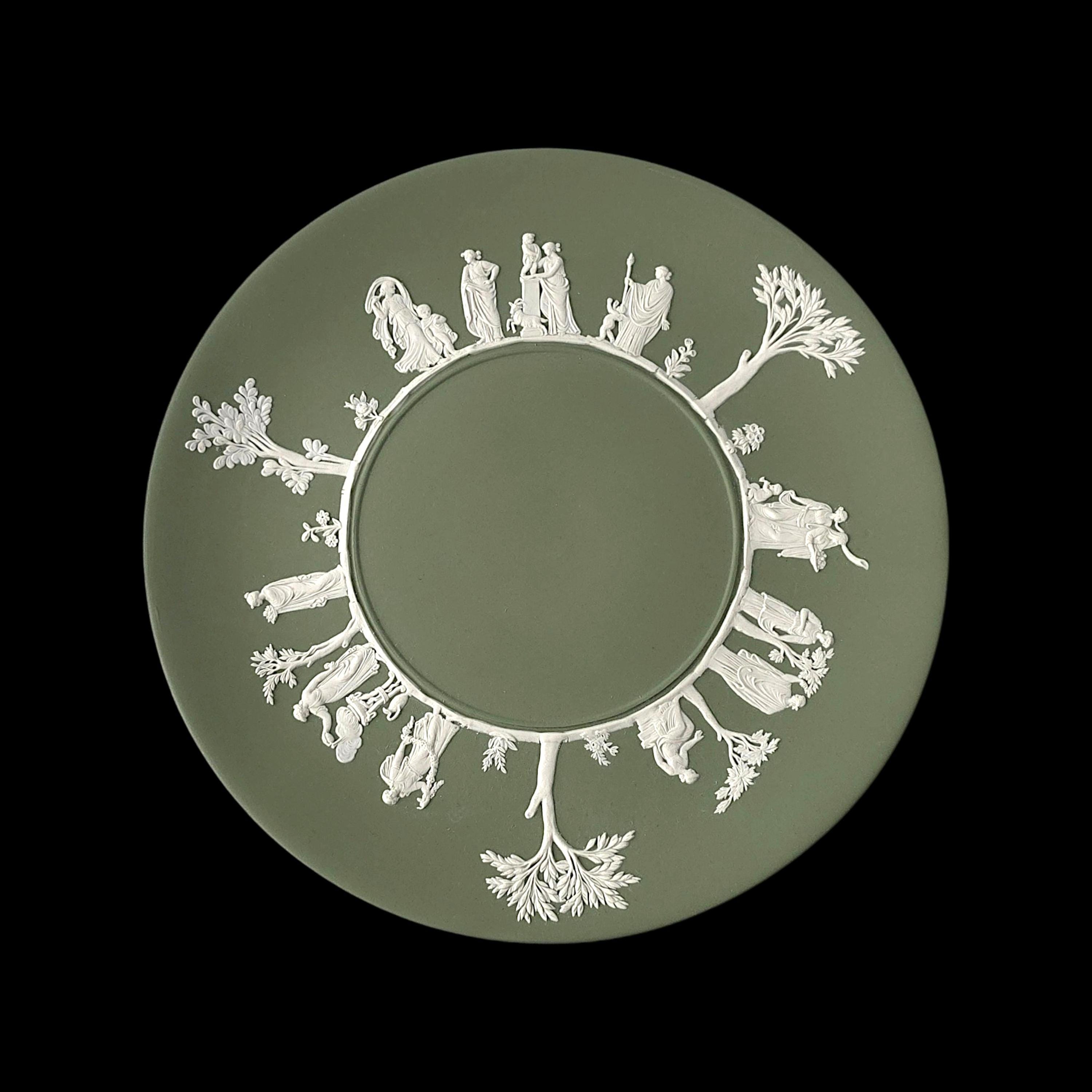 WEDGWOOD Jasperware Handcrafted Sage Green Shallow ' Sacrifice