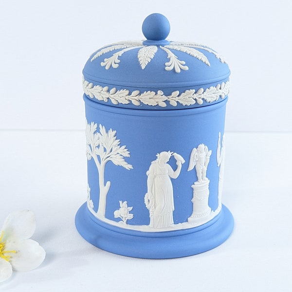 Vintage WEDGWOOD Jasperware Tobacco Jar in Pale Blue
