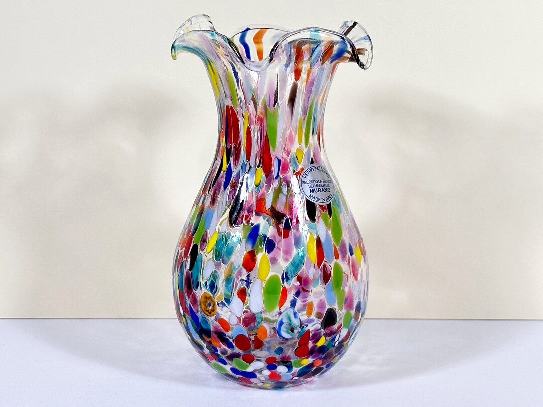 Genuine Murano Hand Blown Glass Vase by Vetro Eseguito 16cm Etsy