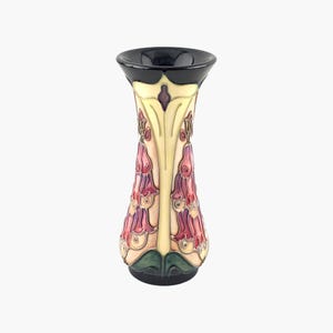 MOORCROFT Keramikvas med mönster 'Fingerborgsblomma', designad av Rachel Bishop, 13 cm