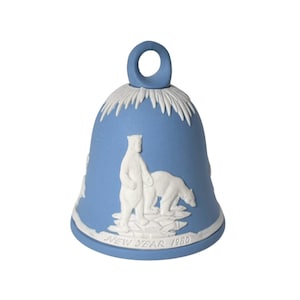 WEDGWOOD Jasperware Pale Blue Bell with Polar Bears &#39;80