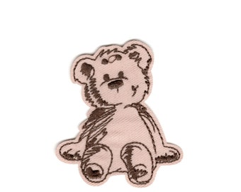 Small Cute Teddy Bear Embroidered Iron-On Patch