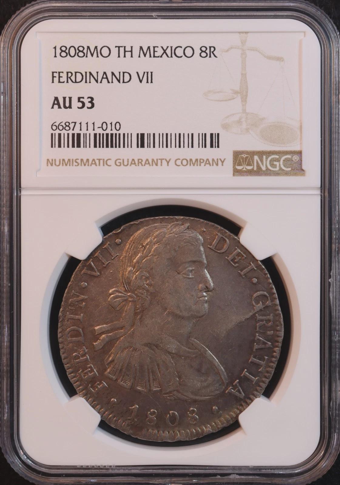 1808年-月 メキシコ「スペイン国王フェルディナンド7世」銀貨8レアル