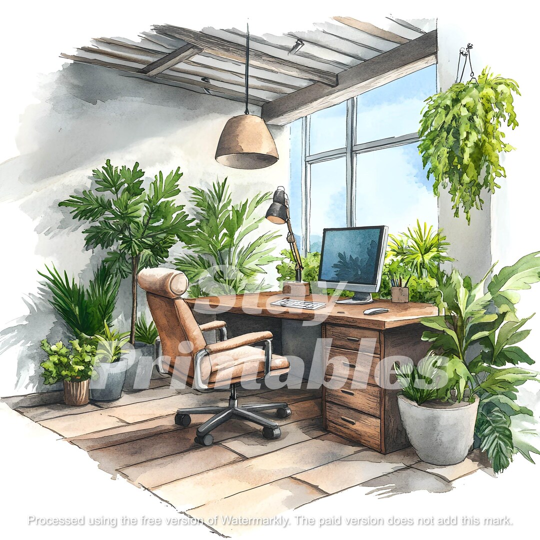 Minimalist Office Wall Art, Modern Workspace Print, Boho Desk Decor ...