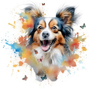 Papillon Pet Dog Clipart - 12 hoge kwaliteit JPG's + Bonusbestanden - Digitale download - Kaart maken, illustraties, papierambachten