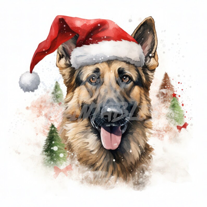 12 Christmas German Shepherd High Quality Jpgs Best for Card Making ...