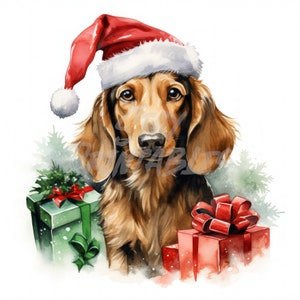 12 Weihnachts Dackel Hochwertige JPGs - Am besten für Kartenherstellung, Clip Art, Papierhandwerk, Aquarellkunst, Sublimation