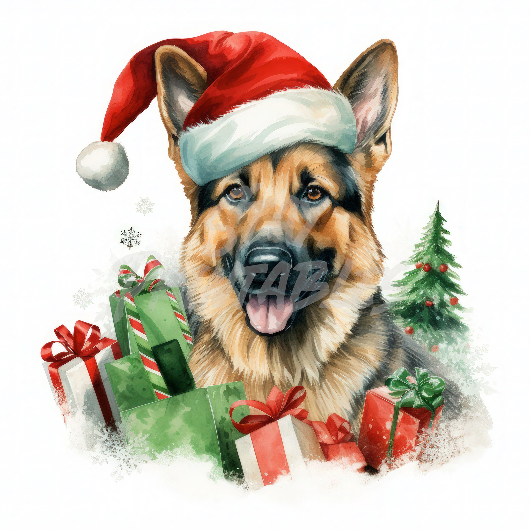12 Christmas German Shepherd High Quality Jpgs Best for Card Making ...