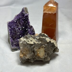 Lovely Fluorite and Dogtooth Calcite Cluster