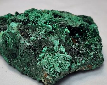 Green Fibrous Malachite Specimen: Velvet Appearance