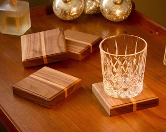 Wood Coaster Set – Handmade Walnut Drink Coasters - Set of 4