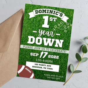 Football First Birthday Invitation Template, Download, Printable, Editable