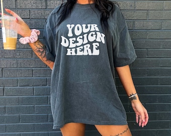 Comfort Colors C1717 Pepper Mockup Oversized Tshirt Mockup Model Mockup Trendy Mock Pepper Farbiges Shirt Ästhetische Mockup