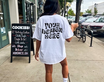 Comfort Colors C1717 White Mockup Oversized White Back of Shirt Mockup Model Mockup Trendy Mock White Colored Shirt Aesthetic Mockup