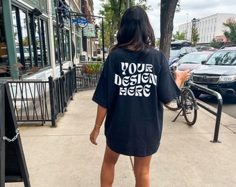 Comfort Colors C1717 Black Mockup Oversized Black Tshirt Mockup Words On Back Model Mockup Trendy Mock Black Colored Shirt Aesthetic Mockup