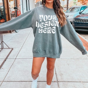 Comfort Colors 1566 Pepper Mockup Comfort Colors Sweatshirt Mockup Pepper Mockup Trendy Mockup Outdoors Aesthetic Mock Pepper Crewneck