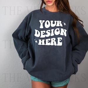 Comfort Colors 1566 Pepper Mockup Comfort Colors Sweatshirt Mockup Oversized Pepper Mockup Trendy Mock Lifestyle Aesthetic Pepper Crewneck