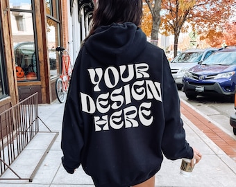 Gildan 18500 Black Back Hoodie Mockup Oversized Black Hoodie Mockup Model Mockup Trendy Mock Beach Mockup Aesthetic Mockup Words on Back