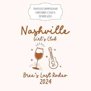 Aangepaste Bachelorette Logo Nashville Bachelorette PNG Canva bewerkbare sjabloon Cocktail Bachelorette gepersonaliseerd logo westerse Bachelorette SVG