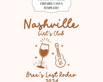 Aangepaste Bachelorette Logo Nashville Bachelorette PNG Canva bewerkbare sjabloon Cocktail Bachelorette gepersonaliseerd logo westerse Bachelorette SVG