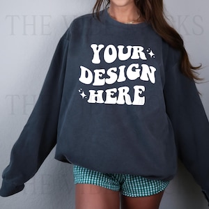 Comfort Colors 1566 Pepper Mockup Comfort Colors Sweatshirt Mockup Oversized Pepper Mockup Trendy Mock Lifestyle Aesthetic Pepper Crewneck