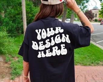 Comfort Colors C1717 Black Shirt Mockup Western Cowgirl C1717 Back Of Shirt Black Mock Trendy Oversized Comfort Colors Mockup Aesthetic