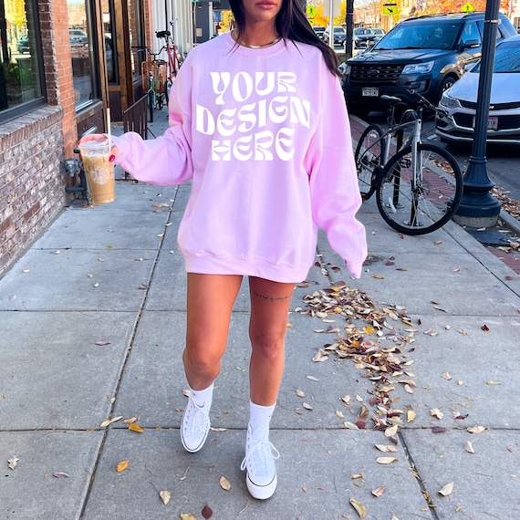 Gildan hot pink sweatshirt shop