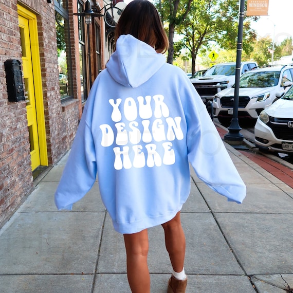 Gildan 18500 Light Blue Hoodie Mockup Oversized Light Blue