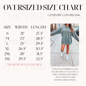 Comfort Colors 1566 Size Chart Comfort Colors Sweatshirt Size Chart Comfort Colors Mockup 1566 Mockup Oversized Size Chart