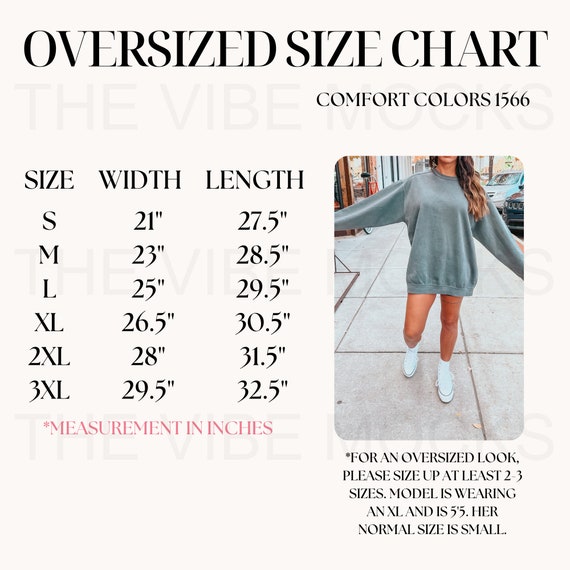 Comfort Colors 1566 Size Chart Comfort Colors Sweatshirt Size Chart Comfort Colors Mockup 1566 Mockup Oversized Size Chart