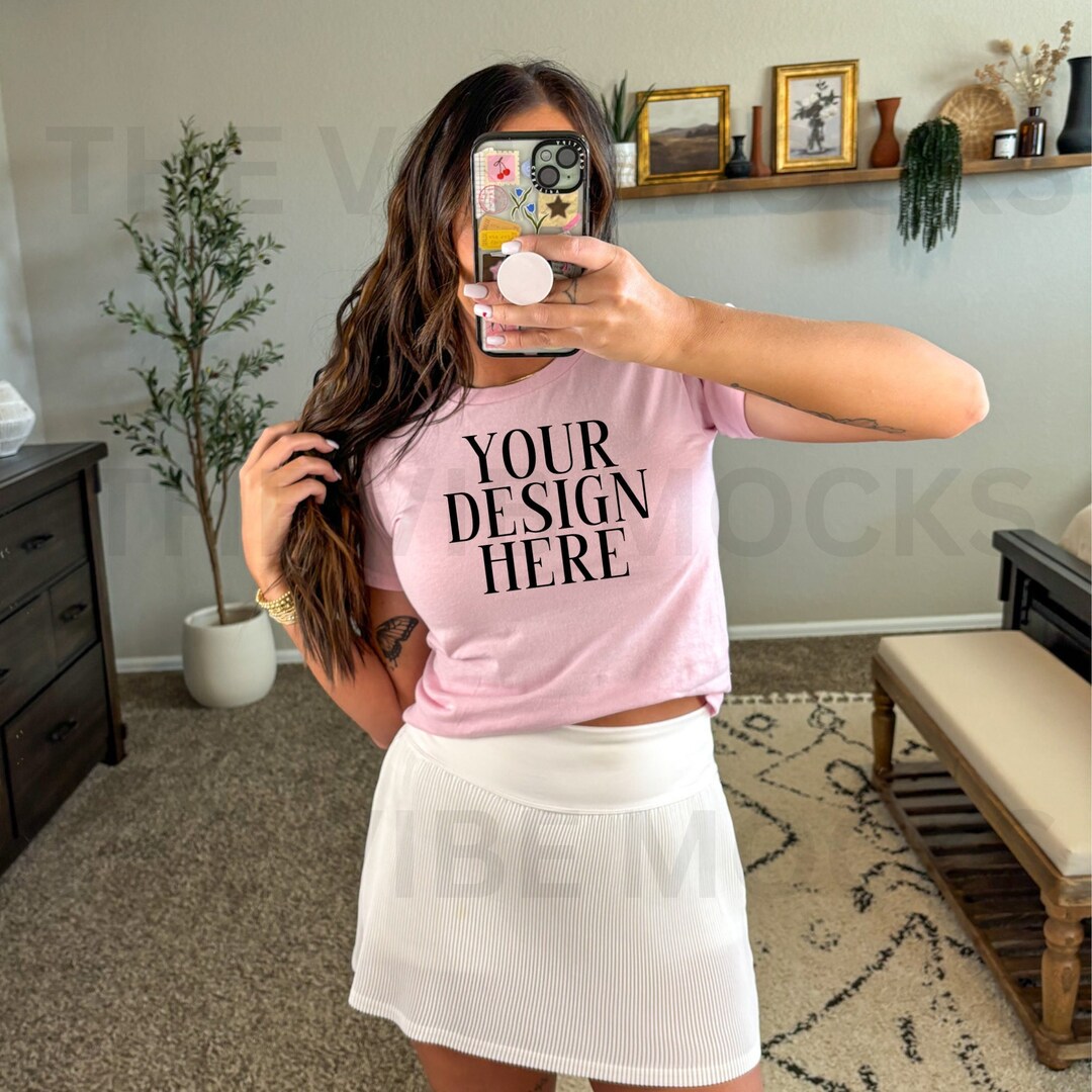 Gildan 5000B Light Pink Shirt Mockup Cropped Light Pink Tshirt Mockup ...