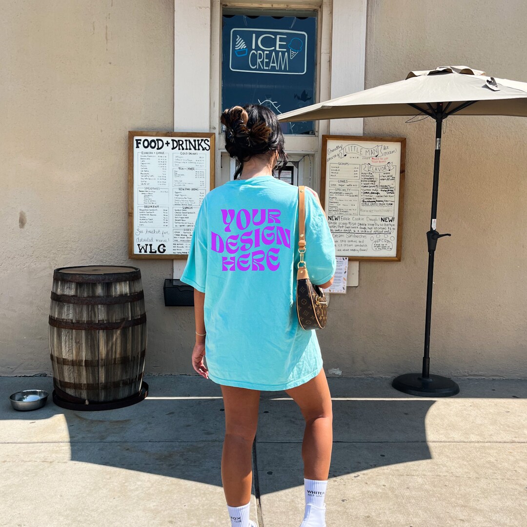 Comfort Colors C1717 Chalky Mint Mockup Oversized Tshirt Mockup Model