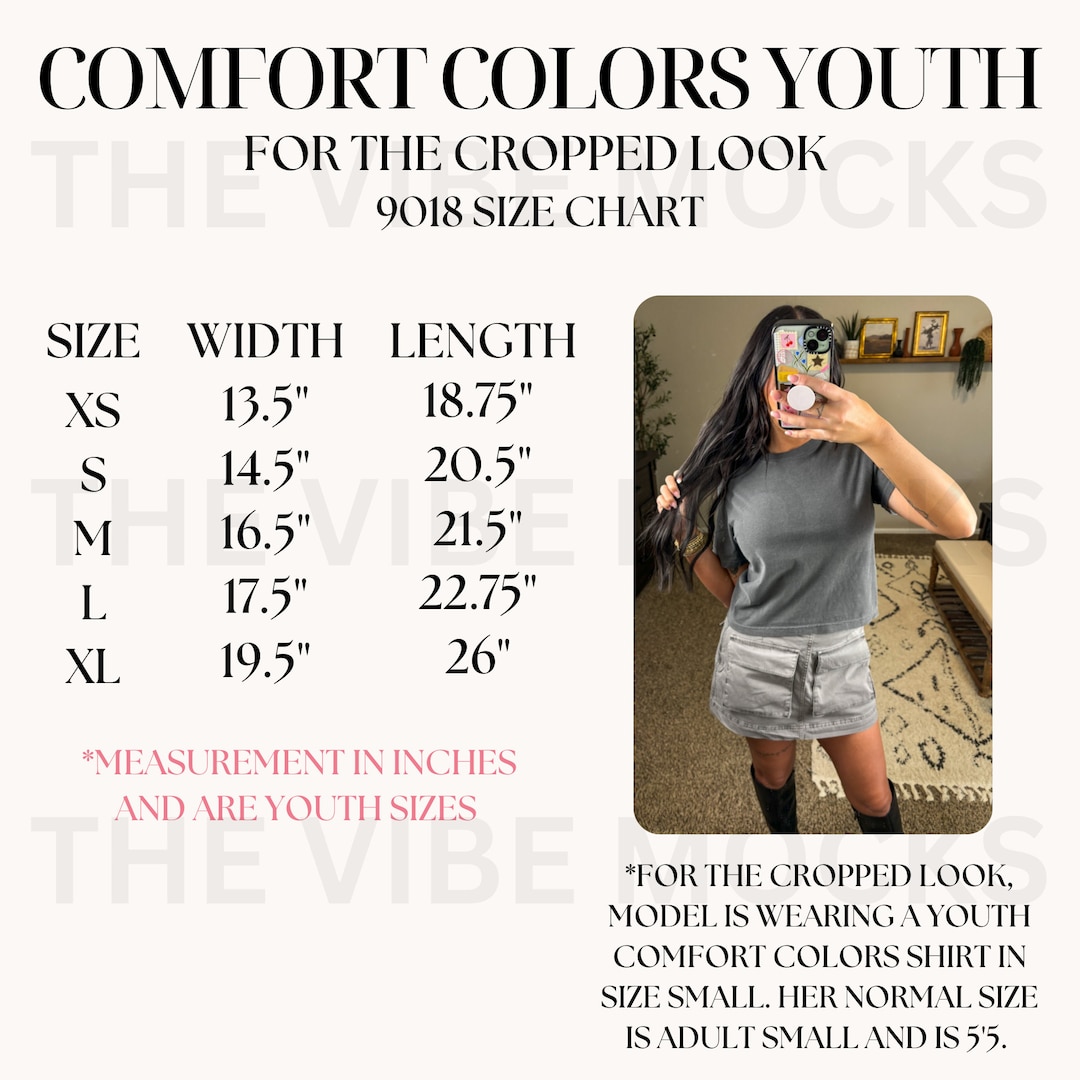 Comfort Colors 9018 Youth Size Chart Comfort Colors Crop Top Size Chart