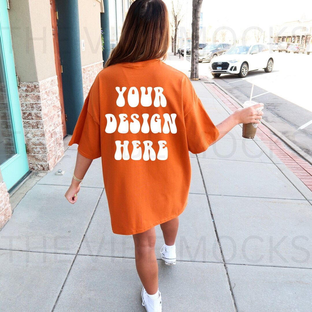 Gildan 5000 Texas Orange Shirt Mockup Oversized Texas Orange Tshirt ...