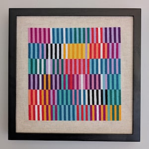 Jeweled Rainbow Color Block Stripes, geometric modern cross stitch pattern, PDF digital download