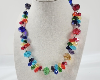 Collar Boho Glass Briolette Rainbow KJK (16,5 pulgadas)