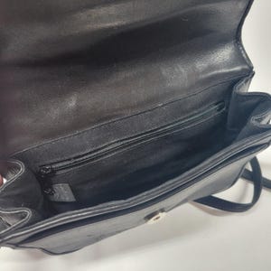 90s Brighton Black Leather Croc Embossed Crossbody Bag with Heart Clasp image 7