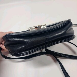 90s Brighton Black Leather Croc Embossed Crossbody Bag with Heart Clasp image 9