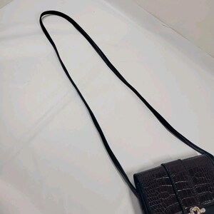 90s Brighton Black Leather Croc Embossed Crossbody Bag with Heart Clasp image 10