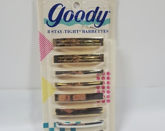 Horquillas Vintage Goody 1989 Stay-Tight de metal dorado/plateado, nuevas, paquete abierto, 2.5"