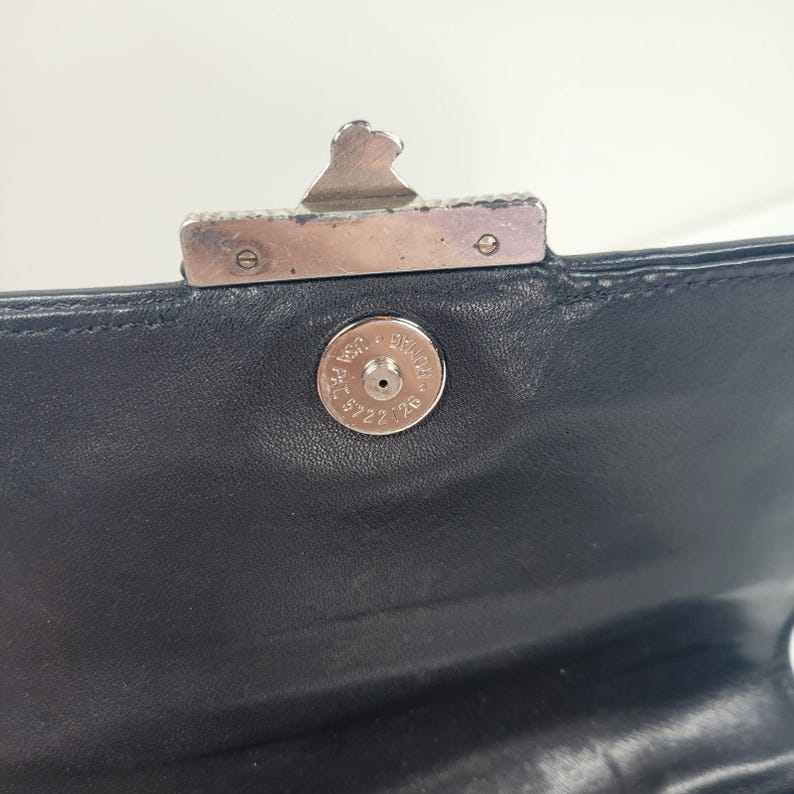 90s Brighton Black Leather Croc Embossed Crossbody Bag with Heart Clasp image 5