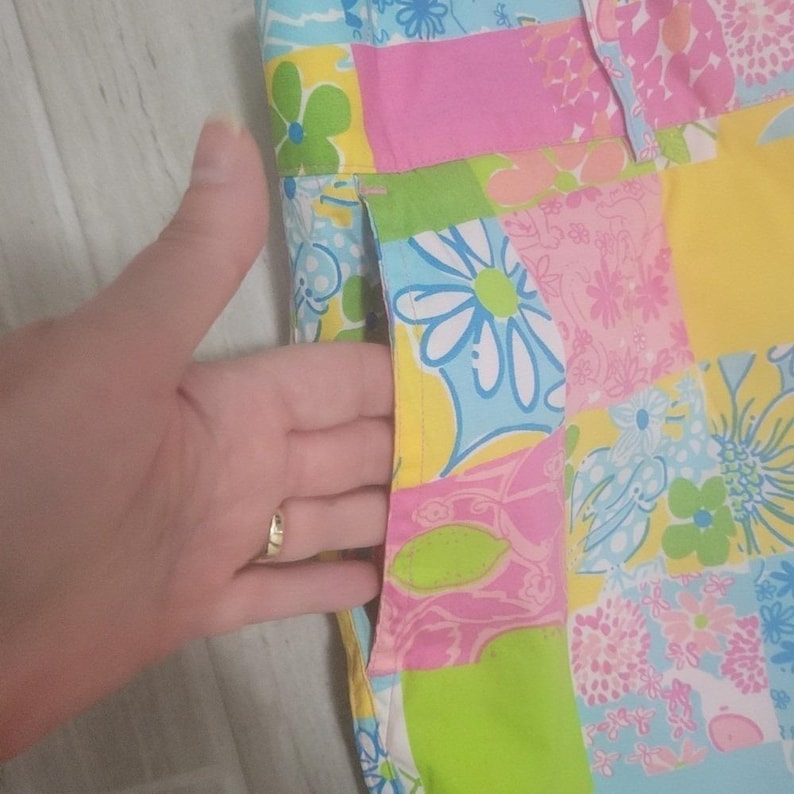 Pantalones tobilleros vintage Lilly Pulitzer con estampado floral y patchwork, talla 8, etiqueta blanca Palm Beach imagen 6