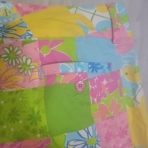 Pantalones tobilleros vintage Lilly Pulitzer con estampado floral y patchwork, talla 8, etiqueta blanca Palm Beach imagen 8