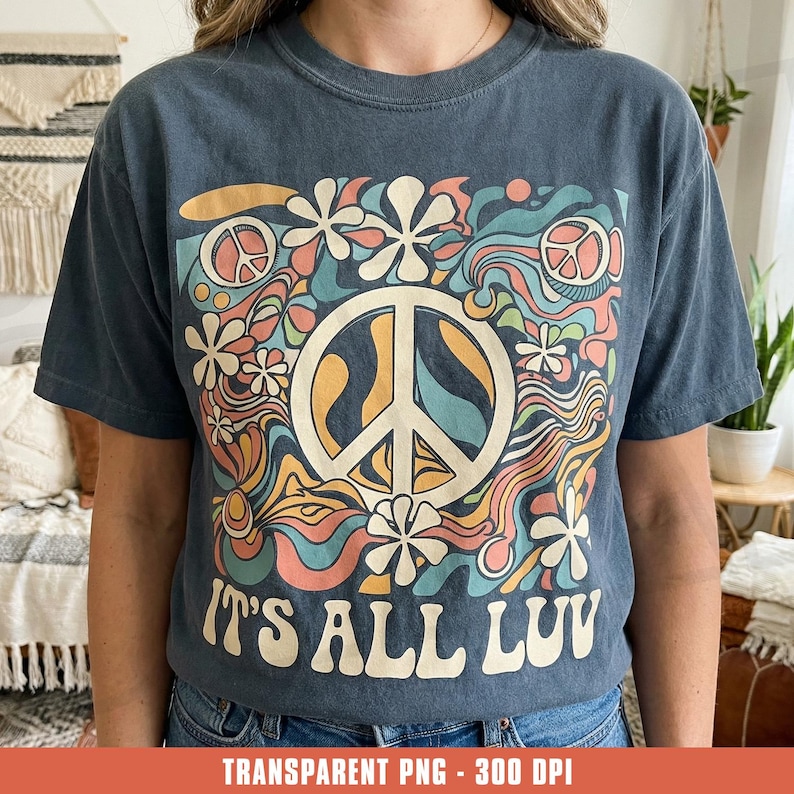 Retro Peace Sign PNG, 70s Hippie Design (digital Download) - Etsy