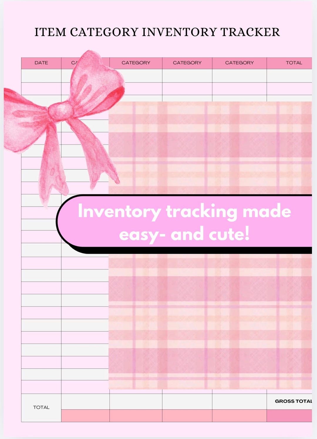 Simple Inventory Tracking Checklist Paper Inventory Tracker Printable, Inventory Log Sheet, Item Category Tracker ...