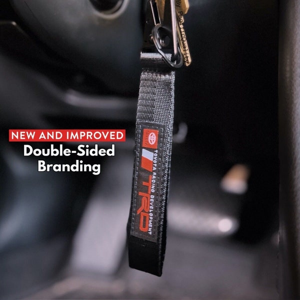 Black TRD Keychain Lanyard for Toyota, Metal Clip Key Ring Accessory