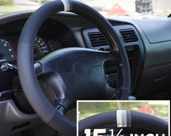Retro Stripes Grey Scheme Lenkradbezug 15 1/2 Zoll für BMW TRD, Leder