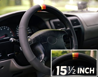 Retro Stripes Steering Wheel Cover 15 1/2 Inch for Toyota TRD, Leather