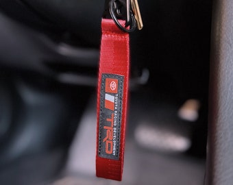 TRD Toyota Keychain Red Strap Wristlet Lanyard Metal Clip-On Accessory for Tacoma, 4Runner, Tundra, FJ Cruiser, Camry, Corolla
